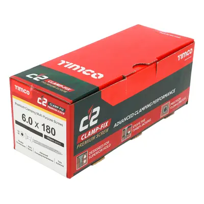 Timco C2 Clamp-Fix Multi-Purpose Premium Countersunk Gold Woodscrews 6.0 x 180mm (100 Box)