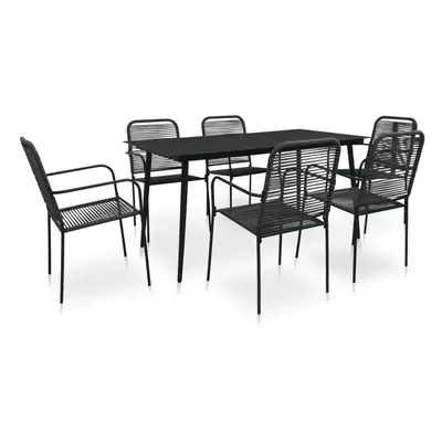 vidaXL Piece Outdoor Dining Set Cotton Rope and Steel Black Furniture Set