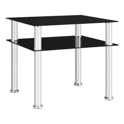 vidaXL Side Table Black Tempered Glass Console Table Living Room Furniture