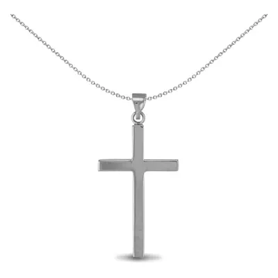 Jewelco London Sterling Silver solid stamped Cross Pendant - inch Chain - APX011