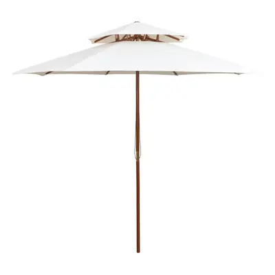 Double Decker Parasol 270x270 cm Wooden Pole Cream White