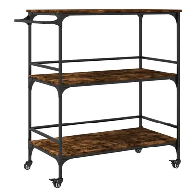 vidaXL Kitchen Trolley Rolling Cart Storage Cart Smoked Oak Engineered Wood