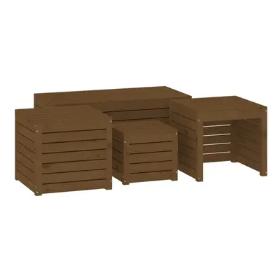 (honey brown) vidaXL Garden Box Set Storage Table and Boxes Deck Box Piece Solid Wood Pine