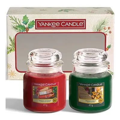 Yankee Candle Gift Set | Medium Jar Christmas Scented Candles | Singing Carols and Unwrap the Ma