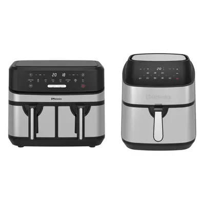 Emtronics 9L Air Fryer Set in Silver - Single Analogue & Digital Double Drawer