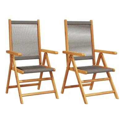 (grey, pcs) vidaXL Reclining Garden Chairs Outdoor Chairs Patio Armchair Solid Wood Acacia