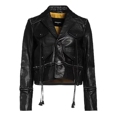 (EU 38) DSQUARED2 Womens Biker Leather Jacket