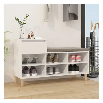 vidaXL Shoe Cabinet High Gloss White Engineered Wood Shoe Storage Cupboard