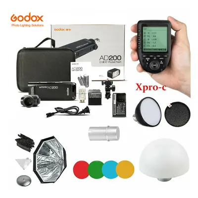 Godox 2.4 TTL HSS AD200 Flash+Softbox+Xpro-C Trigger for Canon Kit