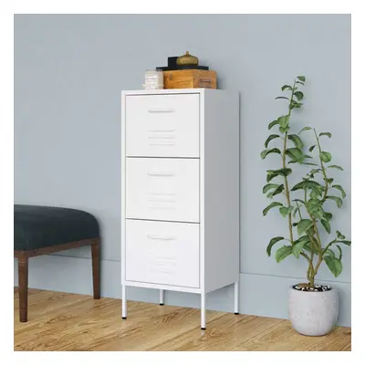 vidaXL Storage Cabinet White Steel Indoor Furniture Sideboard Side Cabinet