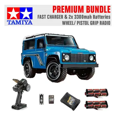 Tamiya RC 1990 Land Rover Defender CC-02 1:10 Premium Wheel Radio Bundle