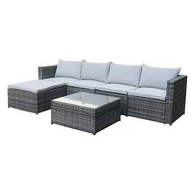 (Grey, Without Cover) EVRE Miami Rattan Outdoor Set with coffee table