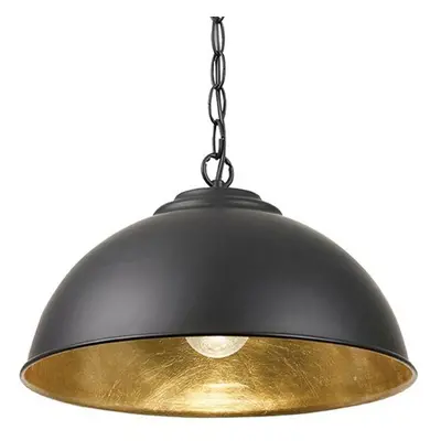 Industrial Ceiling Pendant Light BLACK & GOLD Shade Hanging Lamp Holder Fitting