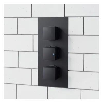 Matt Black Dial Way Square Concealed Thermostatic Shower Valve