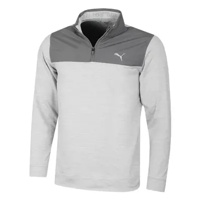 (S, Quiet Shade/High Rise Heather) Puma Golf Mens Cloudspun Colour Block Moisture Wicking Quarte