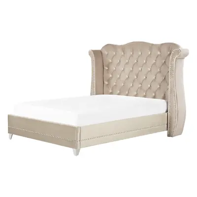 Bed Velvet AYETTE x cm (EU Double) Beige