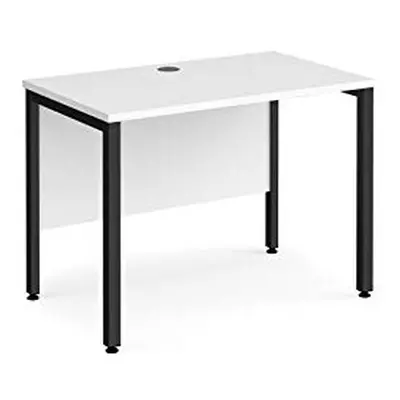 Mr Office Maestro straight desk 600mm deep - black bench leg frame, 1000, White