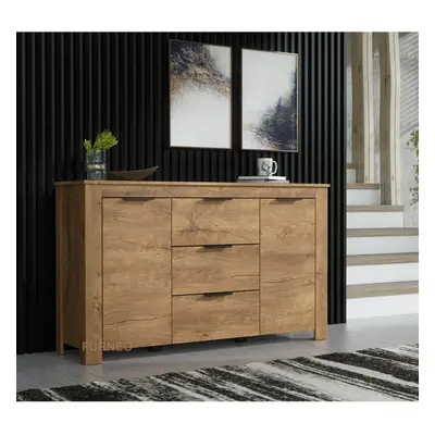 Furneo Sideboard Cabinet Oak Dark Effect Modern Cupboard Prestigio