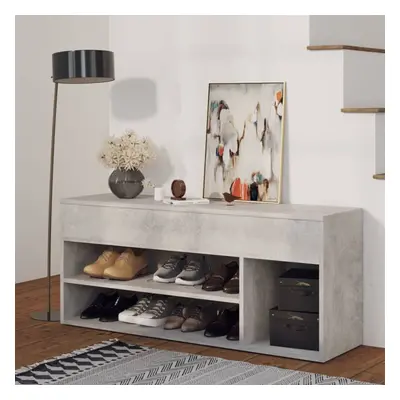 vidaXL Shoe Bench Concrete Grey Chipboard Home Shoe Cabinet Hall Bench Set