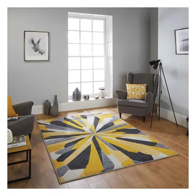 (19. 3337A Contemporary - Yellow, x cm) Modern Geometric Floral Abstract Area Rugs Check Multi C