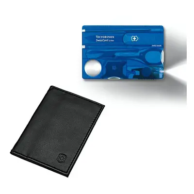 (blue) Victorinox Swiss Card Lite + pouch - manicure Swisscard kit with letter opener