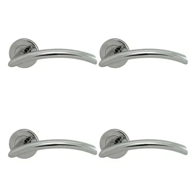 4x PAIR Oval Shaped Arched Bar Handle Concealed Fix Round Rose Polished Chrome