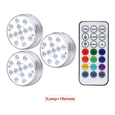 (1 Controller Lamp) Underwater Light IP68 Waterproof Swimming Pool RF Remote Control Submersible