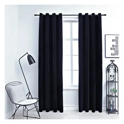 vidaXL 2x Blackout Curtains with Metal Rings Velvet Black 140x175cm Blind