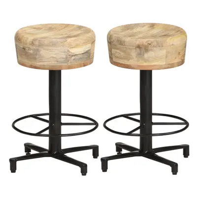 vidaXL 2x Solid Mango Wood Bar Stools cm Wooden Bistro Pub Counter Chair