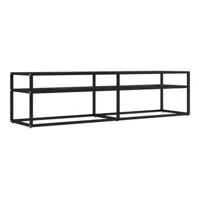 vidaXL TV Cabinet Black Marble Tempered Glass Stereo Hifi Cabinet TV Stand