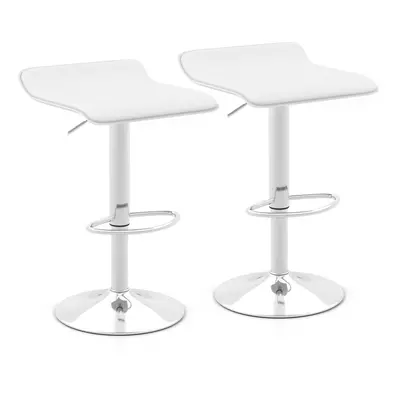 PU Swivel Barstool Set of Dining Chair W/ Adjustable Height White