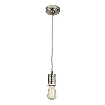 1 Bulb Ceiling Pendant Light Fitting Highly Polished Nickel LED E27 60W