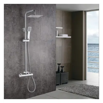 (200x200mm) AICA Thermostatic Shower Mixer Silver Chrome Square Set