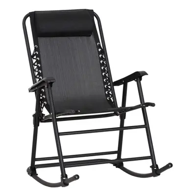 Outsunny Folding Rocking Chair Outdoor Portable Zero Gravity Chair Black