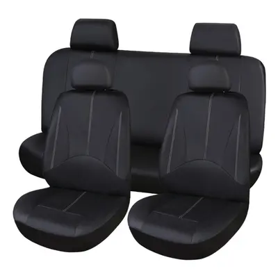 9Pcs PU Leather Black Car Full Surround Seat Cover Cushion Protector Set Universal for Seats Car