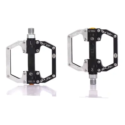 (Black+White) Aluminum Alloy Mountain Bike Pedals Flat Platform Sealed Bearing Axle 9/16" Cyclin