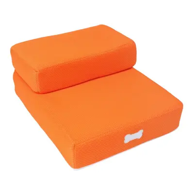 (Orange) Pet Stair Step Portable Puppy Dog Cat Soft Indoor Sofa Bed Folding Ramp Ladder Pet Bed