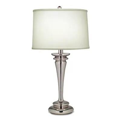 Table Lamp Zinc Pearl Supreme Satin Shade Highly Polished Nickel LED E27 60W