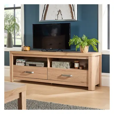 (160cm) Home Source Huntingdon Drawer TV Stand Unit Oak Effect