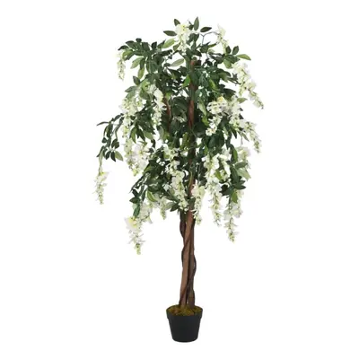 (180 cm) vidaXL Artificial Wisteria Tree Artificial Plant Leaves Green and White