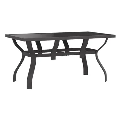 (grey and black, x x cm) vidaXL Garden Table Steel and Glass Multi Colours 140x70x70 cm/180x80x7