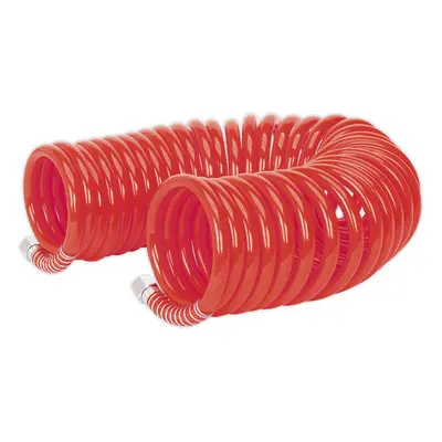 PU Coiled Air Hose with 1/4 Inch BSP Unions - Metre Length - 8mm Bore