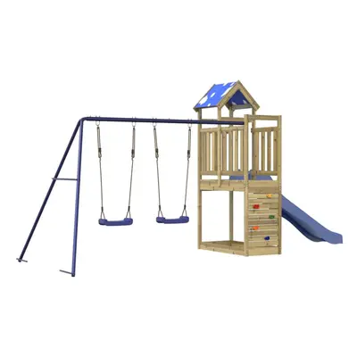 (solid impregnated wood) vidaXL Outdoor Playset Garden Playhouse Kids Playground Impregnated Woo