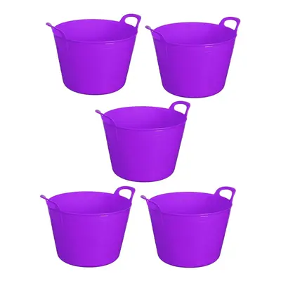 (Purple Set Of 5) Plastic Litre Flexi Tub Storage Bucket