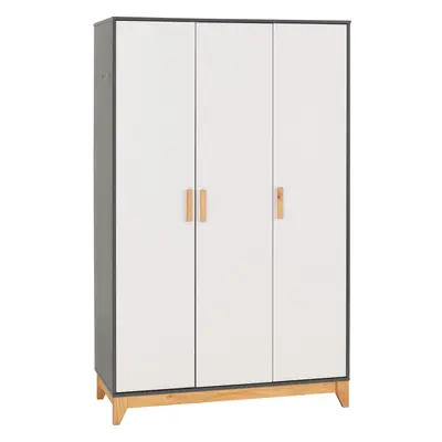 Cleveland Door Wardrobe in White and Pine with Grey Metal Effect