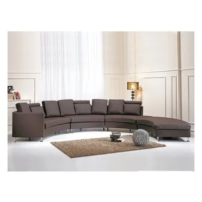 Modern Round Sectional Sofa in Leather - ROTUNDE Brown