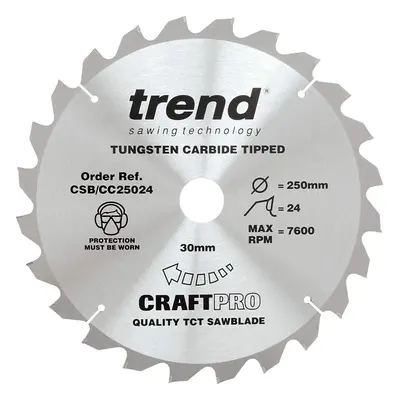 Trend CSB/CC25024 Craft Pro Negative Hook Crosscutting TCT Circular Blade Ideal for Einhell TE S