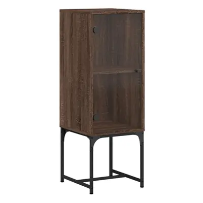 vidaXL Side Cabinet with Glass Doors Hall Storage Cabinet Cupboard Brown Oak