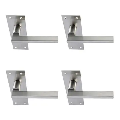 4x PAIR Straight Bar Handle on Slim Latch Backplate x 50mm Satin Nickel