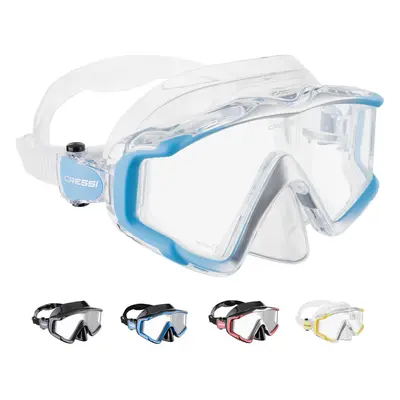 Cressi Liberty Windows-Diving/Snorkeling Panorama Mask, Clear/Blue/Silver, Uni